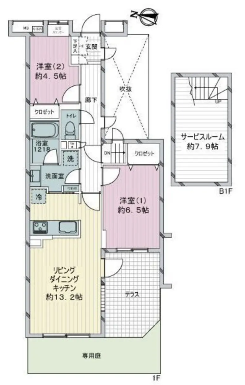 Floor plan — Komazawadaigaku 7 min Basement Private Terrace Renovated 2 Bedroom Apartment