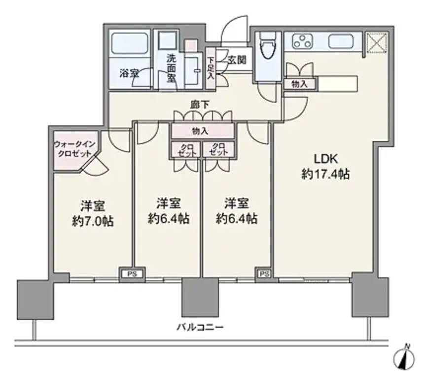 Floor plan — Futakotamagawa 7 min Renovated 3 Bedroom Apartment