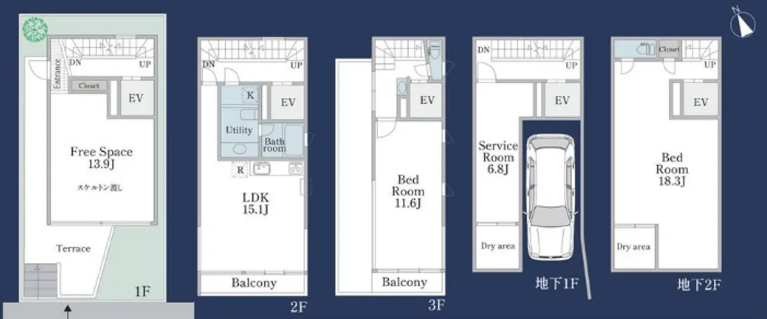 Floor plan — Meguro 12 min Renovated 2 Bedroom RC House