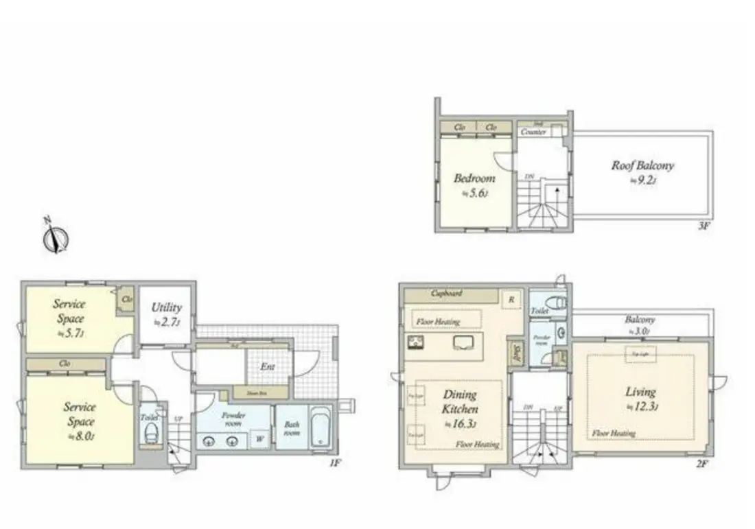 Floor plan — Sangenjaya 16 min Brand New Roof Balcony 1 Bedroom Wood House
