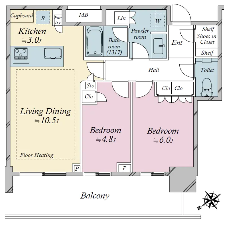 Floor plan — Hamamatsucho 5 min Brand New 2 Bedroom Apartment