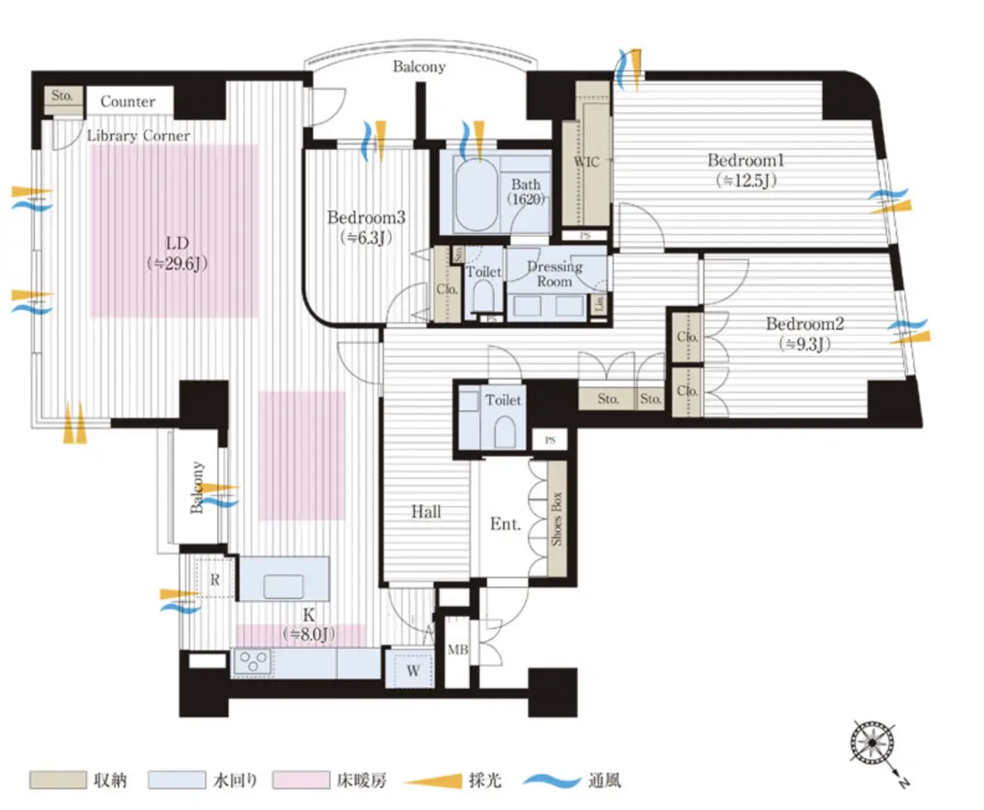 Floor plan — Shirokanedai 1 min Renovated 3 Bedroom Apartment