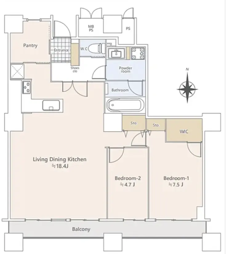 Floor plan — Shinokubo 6 min Renovated 2 Bedroom Apartment