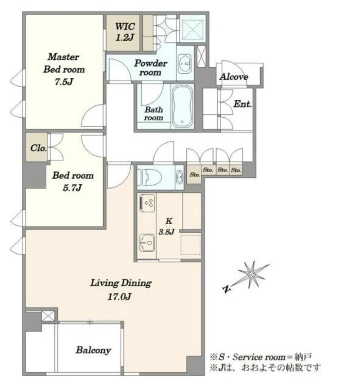 Floor plan — Hiroo 3 min Renovated 2 Bedroom Apartment