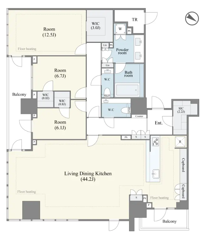 Floor plan — Shirokanetakanawa 2 min TokyoTower VIew Pent House Renovated 3 Bedroom Apartment