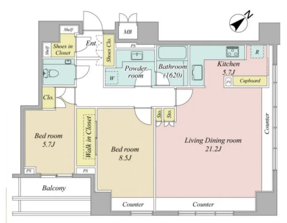 Floor plan — Roppongi-1-chome TokyoTower View 7 min 2 Bedroom Apartment