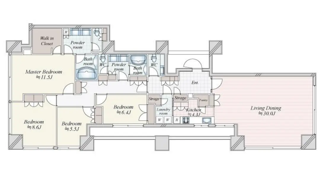 Floor plan — Tameikesanno 2 min Renovated 4 Bedroom Apartment