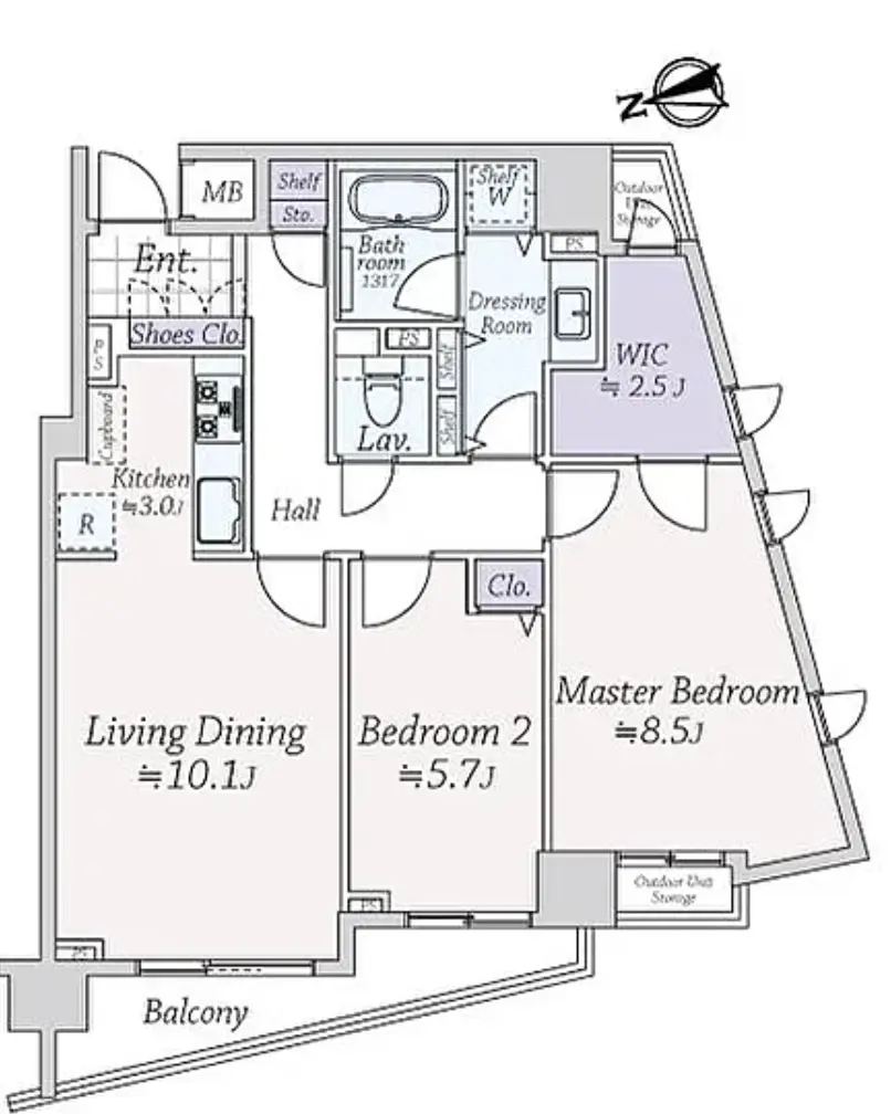 Floor plan — Ebisu 12 min Renovated 2 Bedroom Apartment