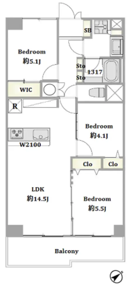 Floor plan — Ebisu 10 min Renovated 3 Bedroom Apartment