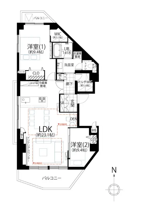Floor plan — Yoyogi 3 min Pent House 2 Bedroom Apartment
