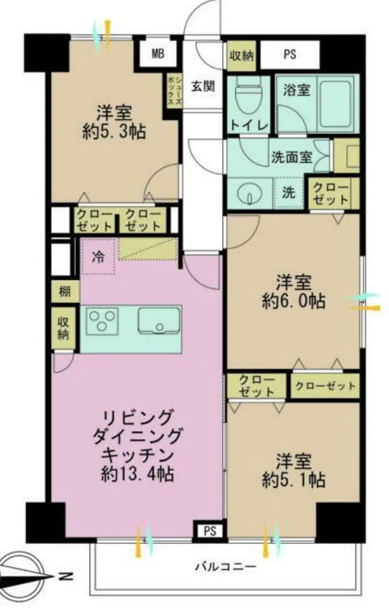 Floor plan — Hiroo 7 min 3 Bedroom Apartment