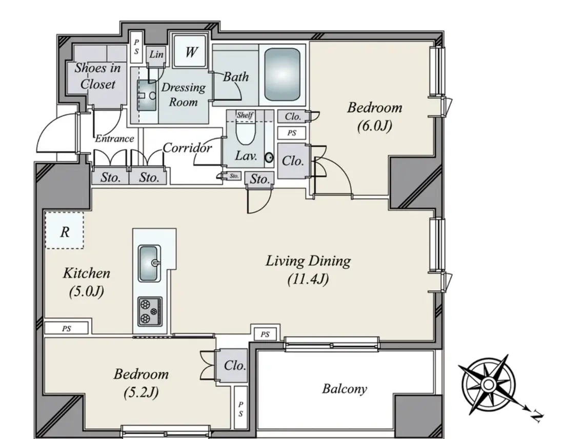 Floor plan — Ebisu 3 min 2 Bedroom Apartment