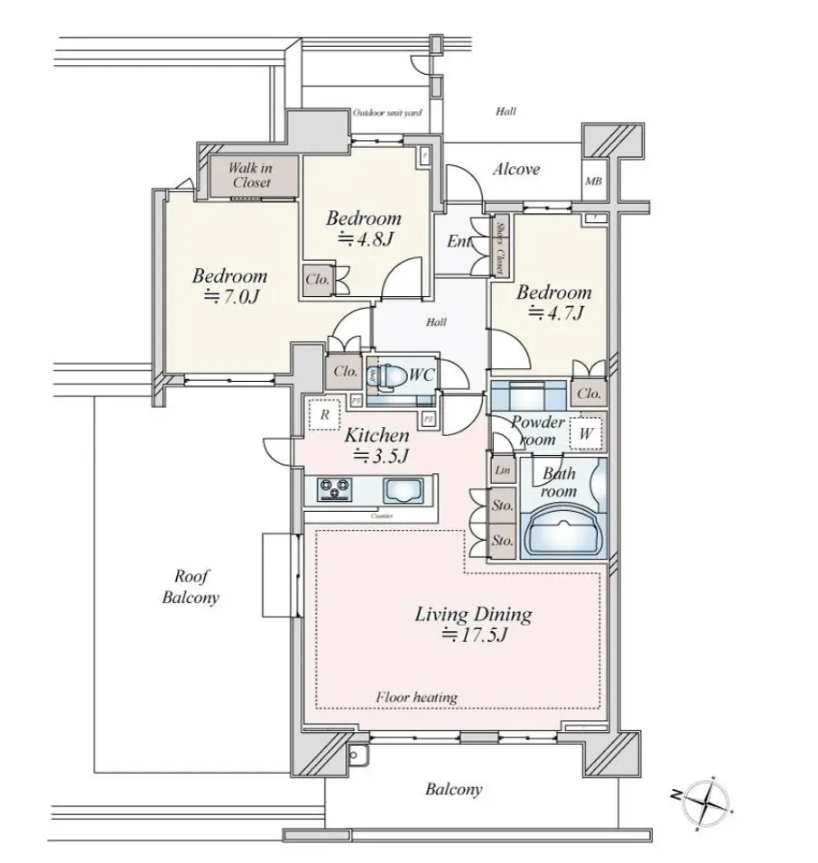 Floor plan — Ikejiriohashi 7 min Roof Balcony Renovated 3 Bedroom Apartment