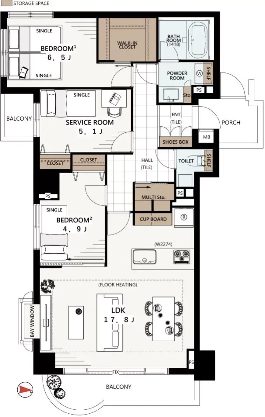 Floor plan — Komabatodaimae 4 min Renovated 2 Bedroom Apartment 1