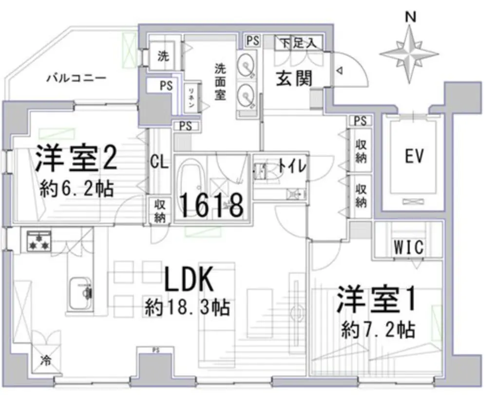 Floor plan — Yoyogiuehara 8 min Renovated 2 Bedroom Apartment