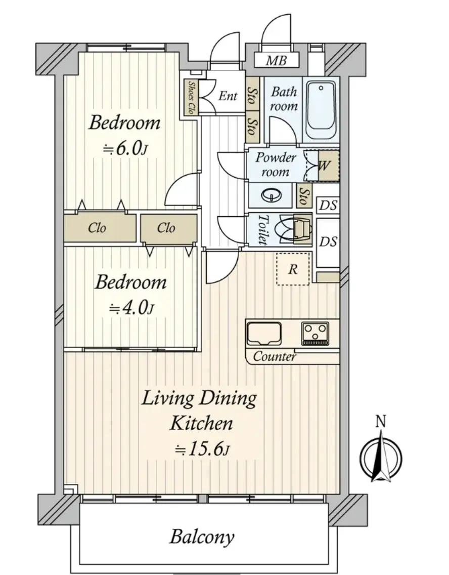 Floor plan — Sangubashi 9 min Renovated 2LDK