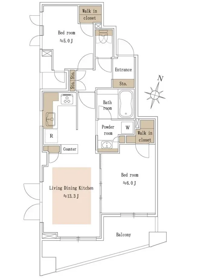 Floor plan — Sangubashi 3 min Designer Renovated Apartment 2LDK
