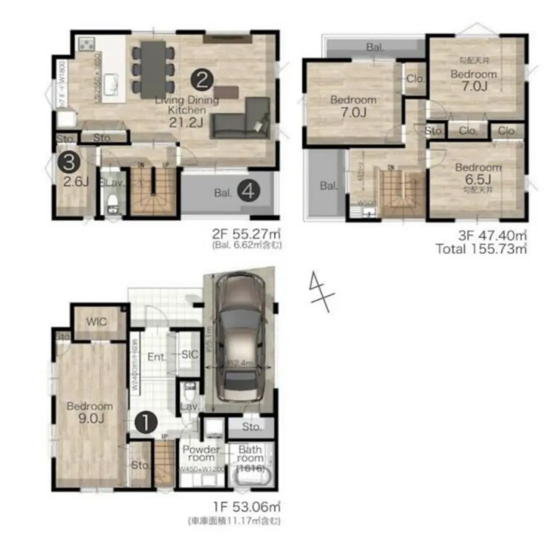 Floor plan — Yutenji 12 min Brand New House 4 Bedroom