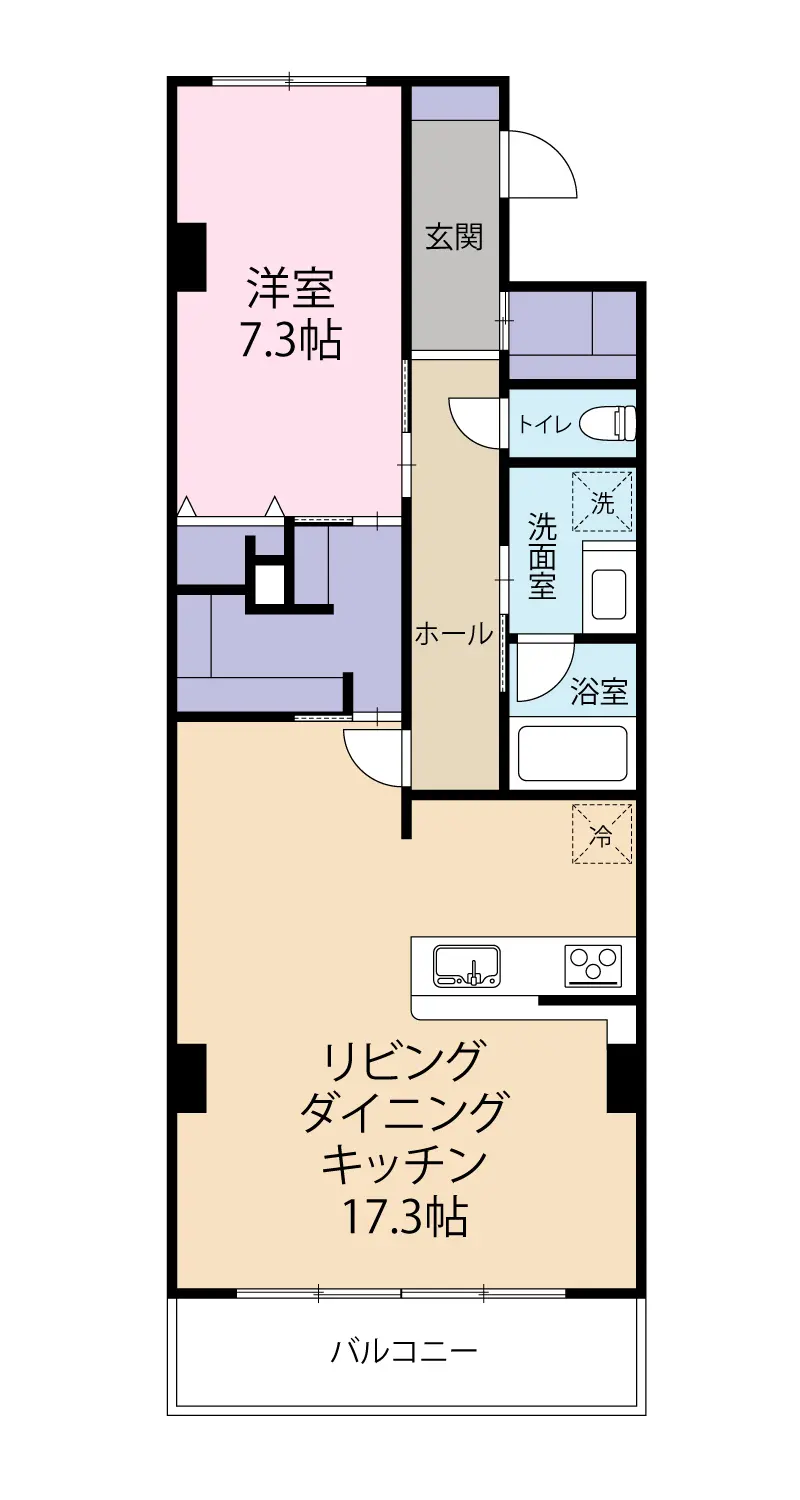 Floor plan — Ebisu 6 min Renovated 1 Bedroom Apartment with Private Terrace