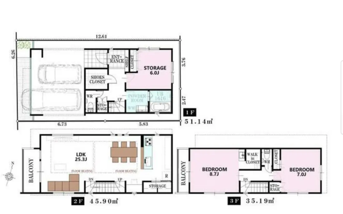 Floor plan — Yutenji 13 min Brand New 3 Bedroom Wood House