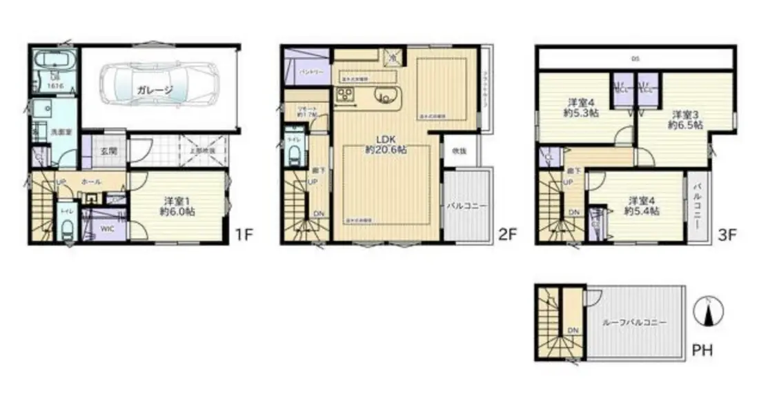 Floor plan — Kamata 8 min Brand New Roof Balcony 4 Bedrom Wood House