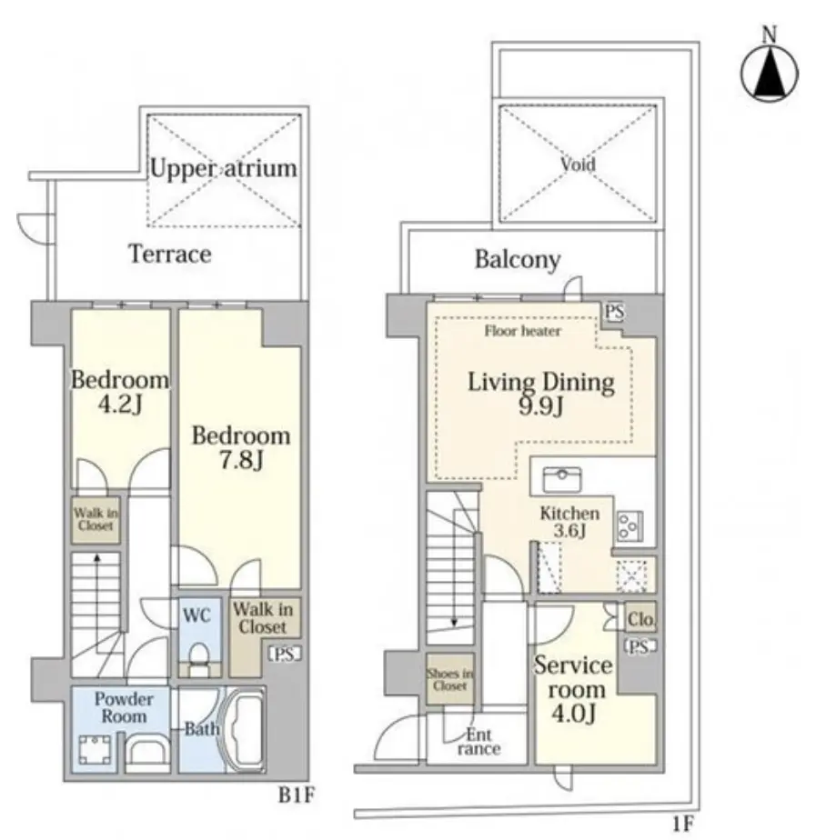 Floor plan — Yotsuya3chome 4 min Private Terrace 2 Bedroom Apartment