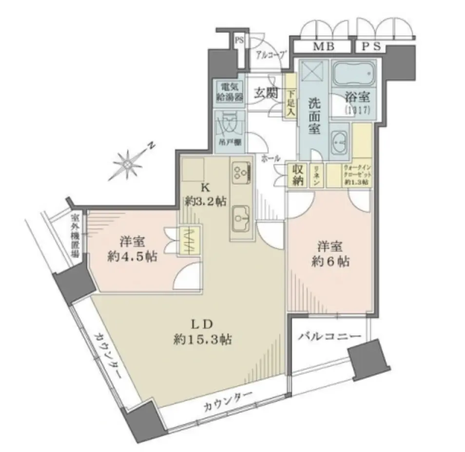 Floor plan — Higashishinjuku 1 min Renovated 2 Bedroom Apartment