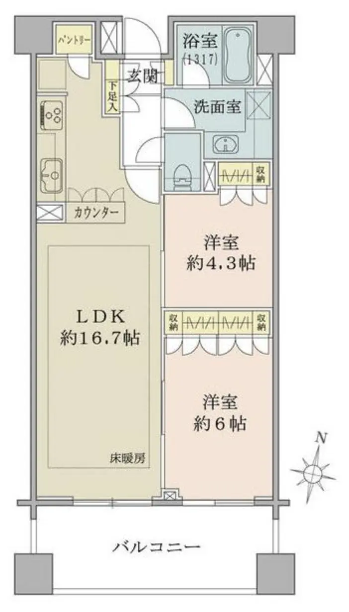 Floor plan — Ushigomekagurazaka 4 min 2 Bedroom Apartment
