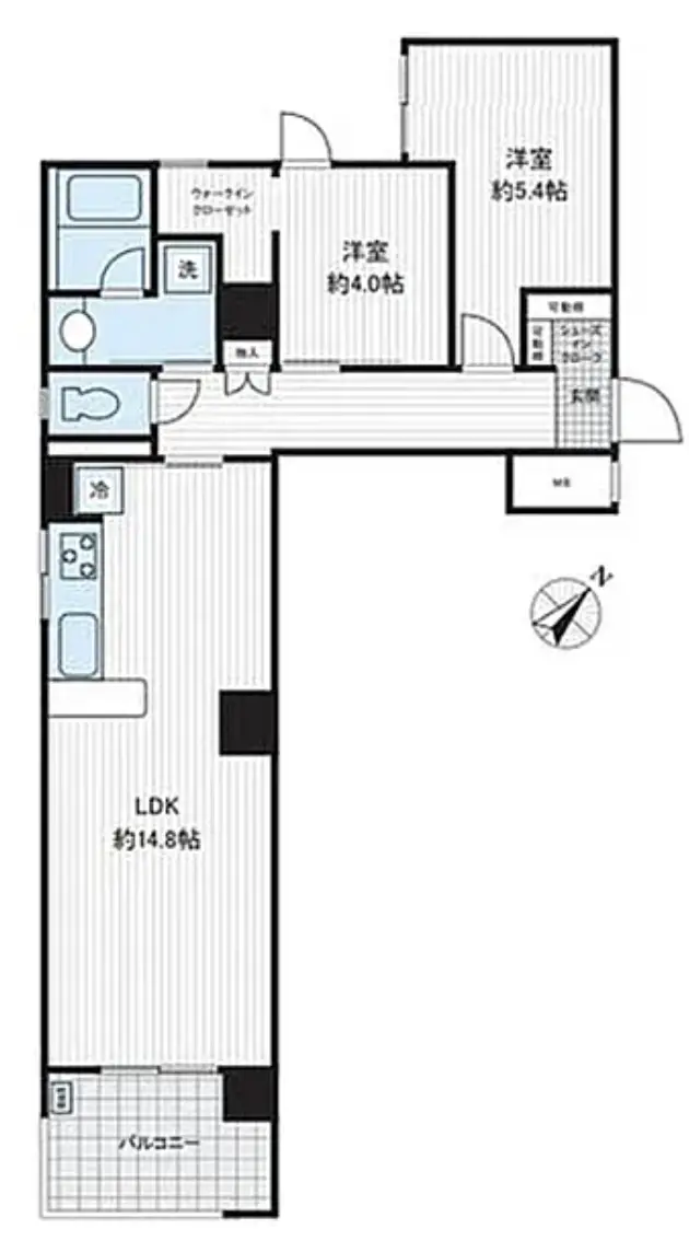 Floor plan — Shiodome 5 min Renovated 2 Bedroom Apartment