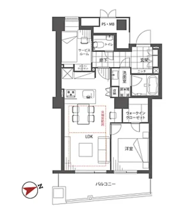 Floor plan — Shinagawa 6 min Renovated 1 Bedroom Apartment