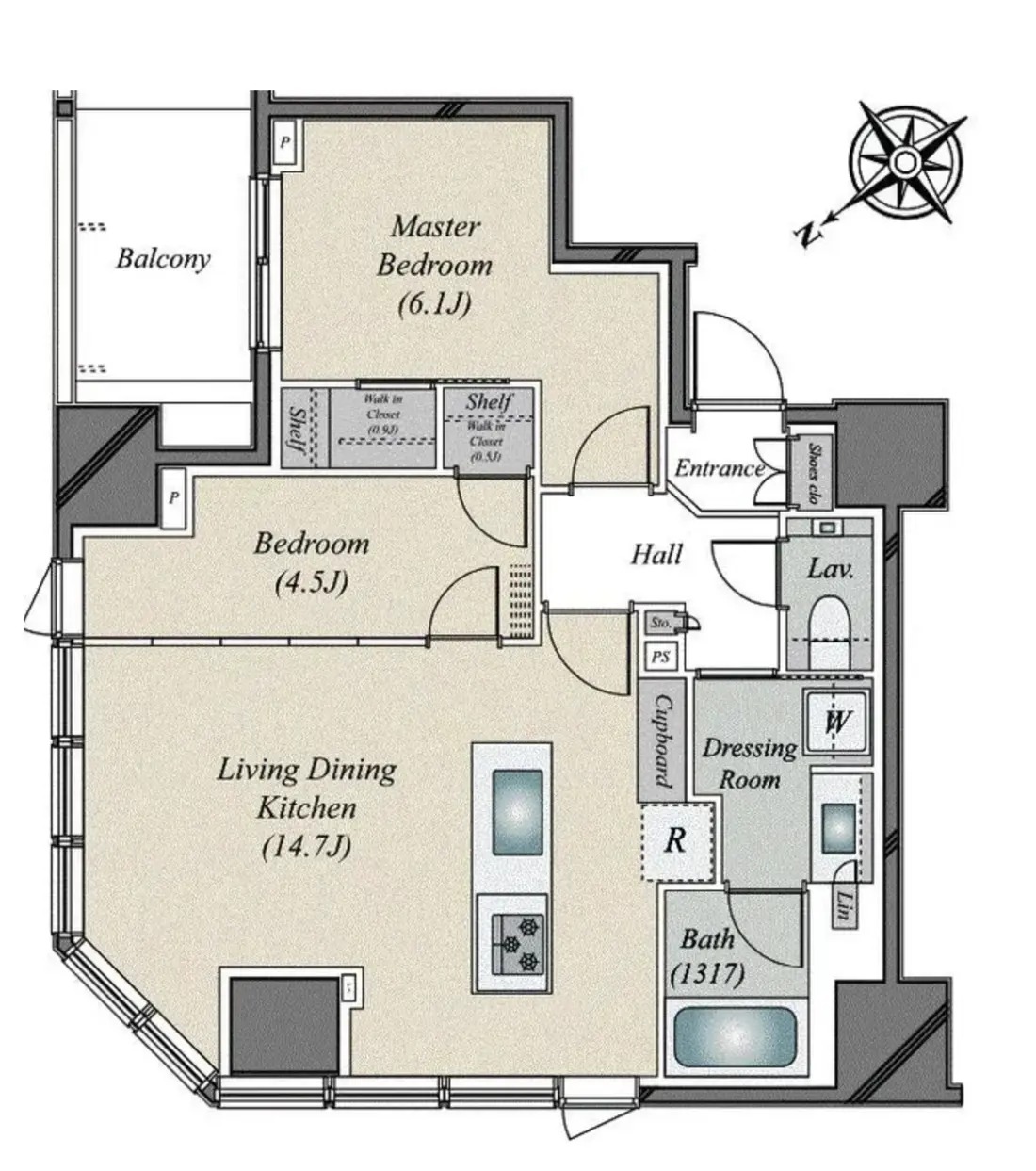 Floor plan — Hamamatsucho 6 min Brand New 2 bedroom Apartment