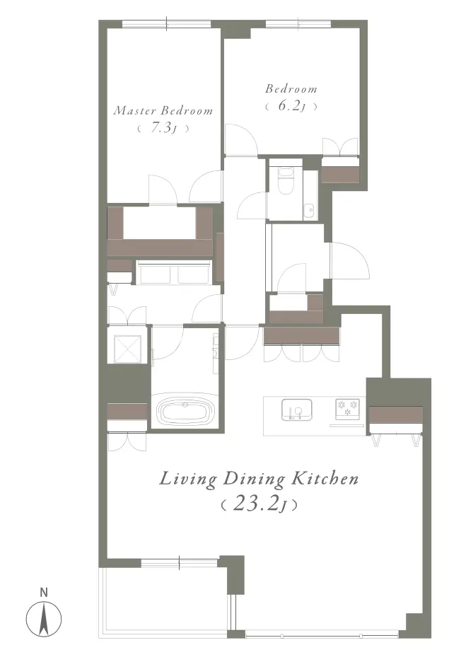 Floor plan — Azabujuban 9 min Renovated 2 Bedroom Apartment