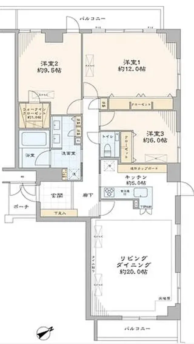 Floor plan — Roppongi 8 min Renovated 3 Bedroom Apartment