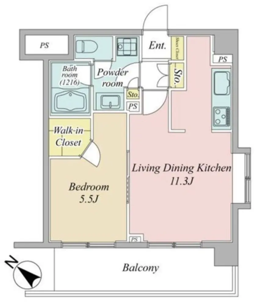 Floor plan — Kitasando 3 min Renovated 1 Bedroom Apartment