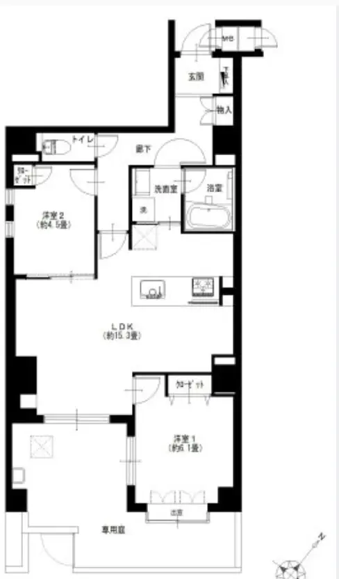 Floor plan — Shinsen 10 min Private Terrace 2 Bedroom Apartment