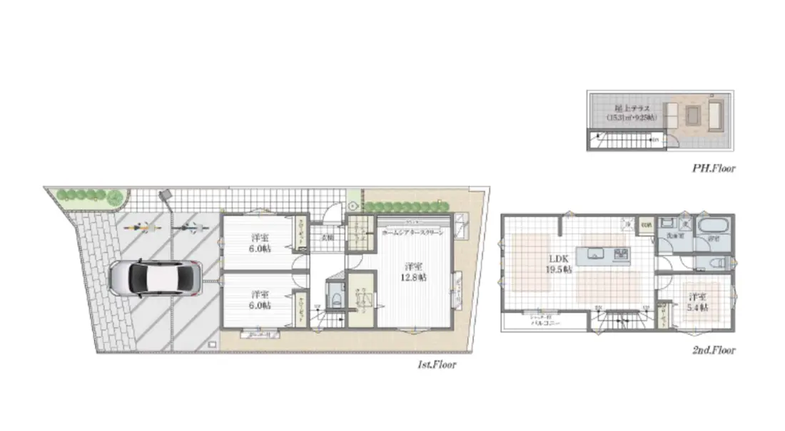 Floor plan — Sakurajosui 9 min Brand New Terrace 4 Bedroom Wood House