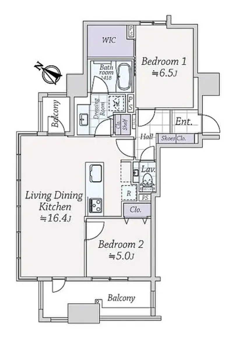 Floor plan — Ebisu 8 min Renovated 2 Bedroom Apartment a