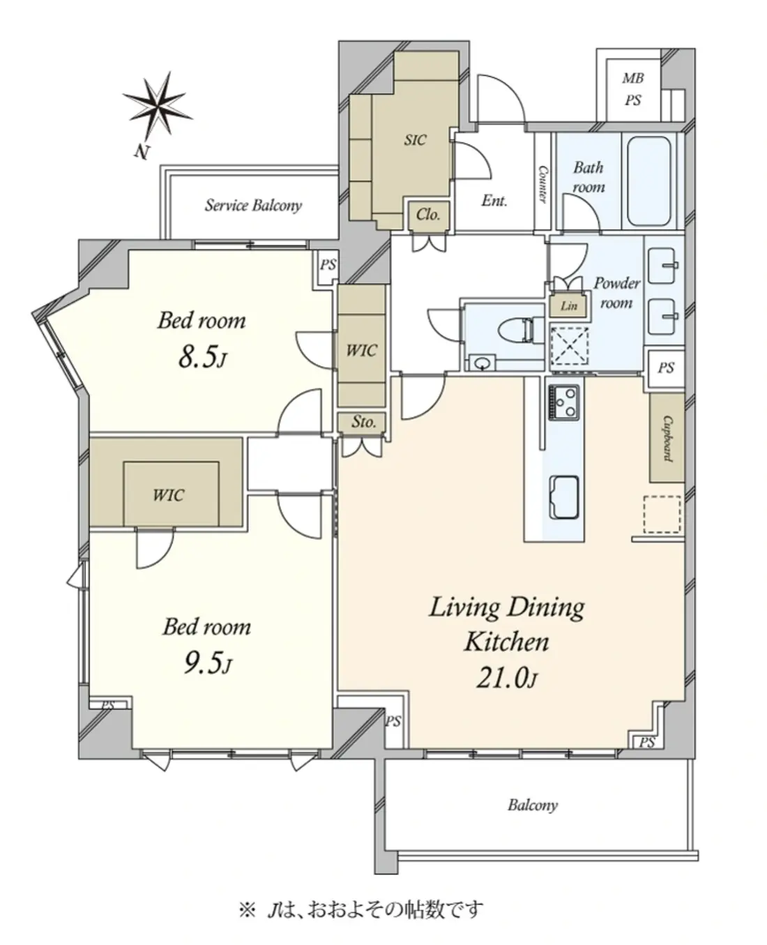 Floor plan — Omotesando 13 min Renovated 2 Bedroom Apartment