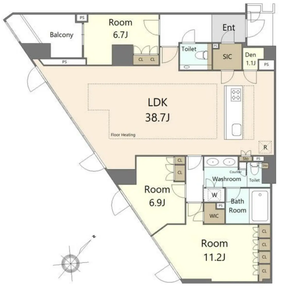 Floor plan — Daikanyama 11 min Brand New 3 Bedroom Apartment