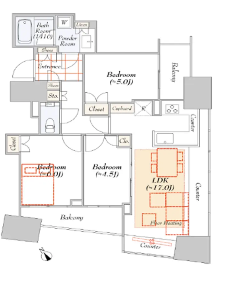 Floor plan — Sangenjaya 9 min Renovated 3 Bedroom Apartment