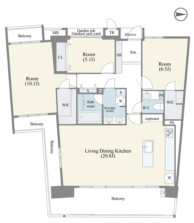 Floor plan — Toritsudaigaku 17 min Pent House Renovated 3 Bedroom Apartment