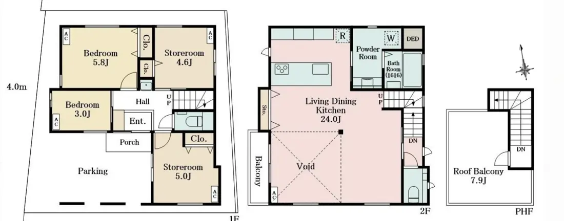 Floor plan — Totitsudaigaku 6 min Brand New Roof Balcony 2 Bedroom Wood House