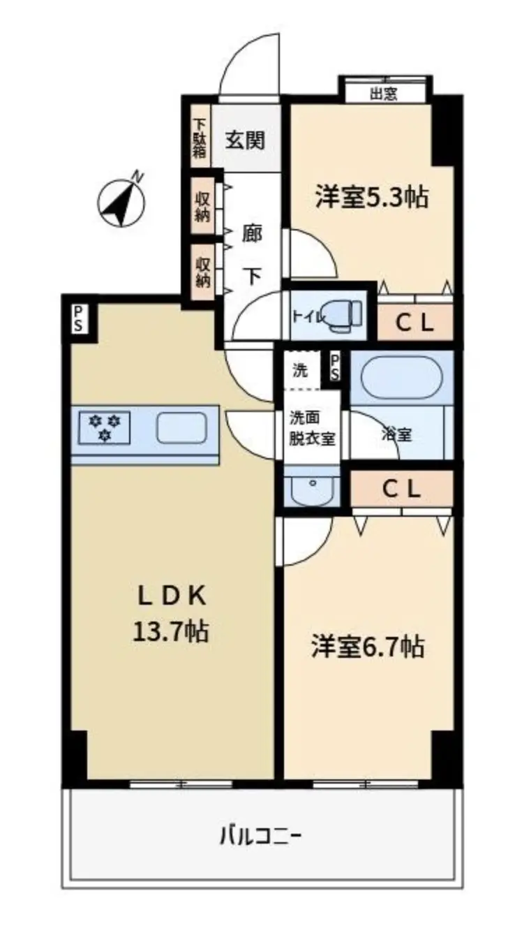 Floor plan — Meguro 9 min Renovated 2 Bedroom Apartment