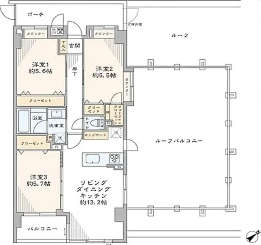 Floor plan — Senzoku 7 min Roof Balcony Renovated 3 Bedroom Apartment