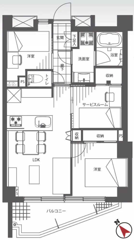 Floor plan — Shinsen 7 min Renovated Pent House 2 Bedroom Apartment