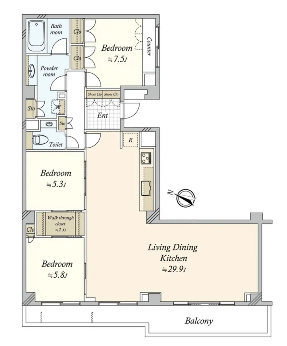 Floor plan — Fudomae 15 min Renovated 3 Bedroom Apartment