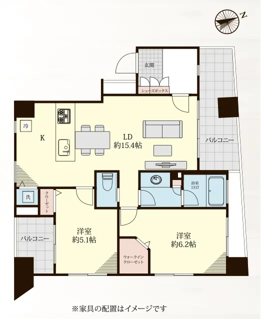Floor plan — Hinide 4 min Rainbow Bridge View Renovated 2 Bedroom Apartment