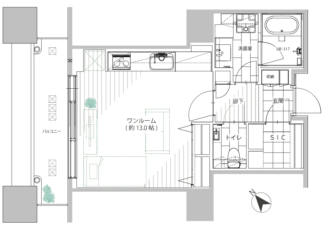 Floor plan — Shiodome 2 min TokyoTower View Renovated 1Room Apartment