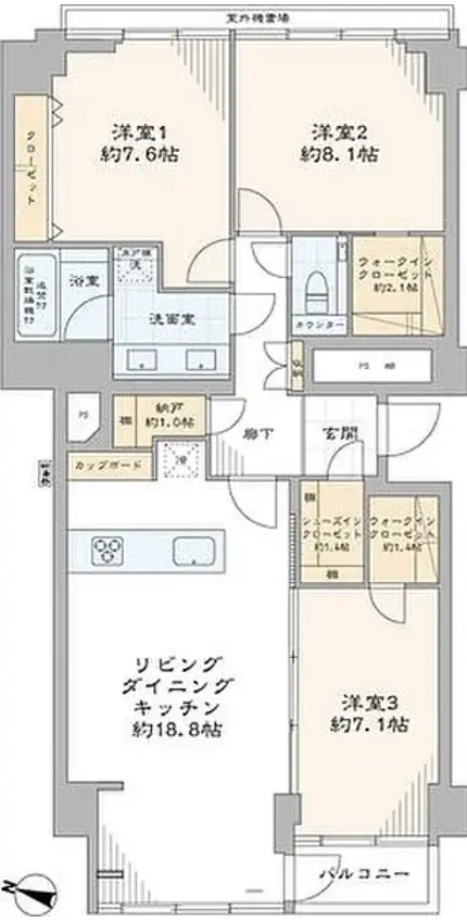 Floor plan — Shirokanedai 2 min Renovated 3 Bedroom Apartment