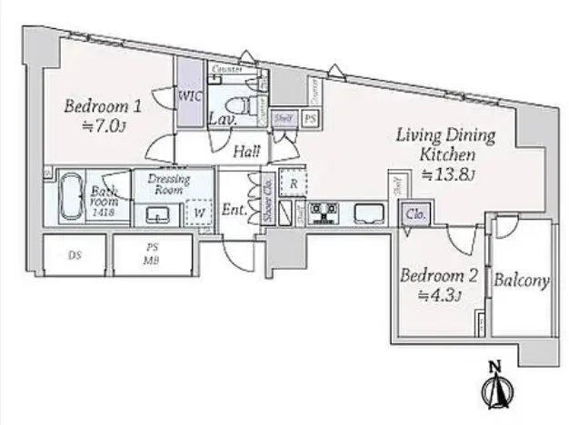 Floor plan — Shibakoen 2 min Renovated 2 Bedroom Apartment
